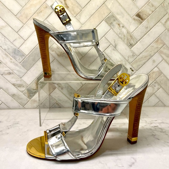 Tory Burch Shoes - Tory Burch Metallic Silver High Heels Size 8.5